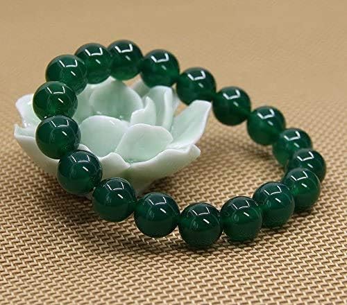 AA Grade Green Agate Gemstones Healing Power Crystal Elastic Stretch Beaded Bracelet 7inch Unisex,10mm Beads