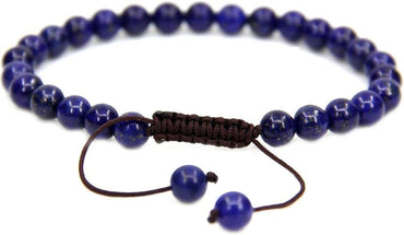 Natural Natural Lapis Lazuli Gemstone 6mm Round Beads Adjustable Bracelet 7inch Unisex