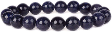 Angelstones Synthetic Blue Goldstone 10mm Round Beads Stretch Bracelet 6.5inch Unisex