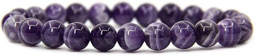 Natural African Amethyst Crystal Gemstone 8mm Round Beads Stretch Bracelet 7inch Unisex