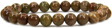 Natural Wood Veins Stone Gemstone 8mm Round Beads Stretch Bracelet 7inch Unisex