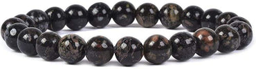 Natural Plum Blossom Jasper Gemstone 8mm Round Beads Stretch Bracelet 7inch Unisex
