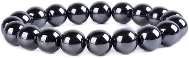 Angelstones Natural Hematite Gemstone 10mm Round Beads Stretch Bracelet 7 Inch Unisex
