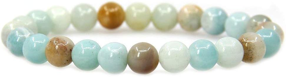 Natural Multicolor Amazonite Gemstone 8mm Round Beads Stretch Bracelet 7inch Unisex