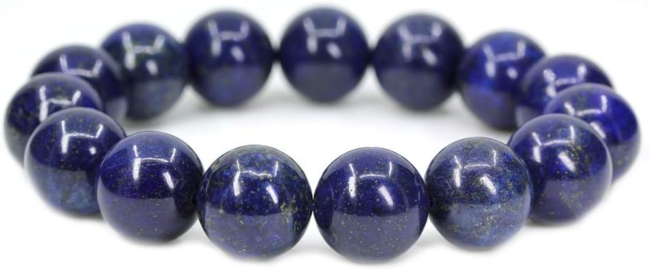 Natural Dyed Lapis Lazuli Gemstones Healing Power Elastic Stretch 14mm Beads Beaded Bracelet 7inch Mens