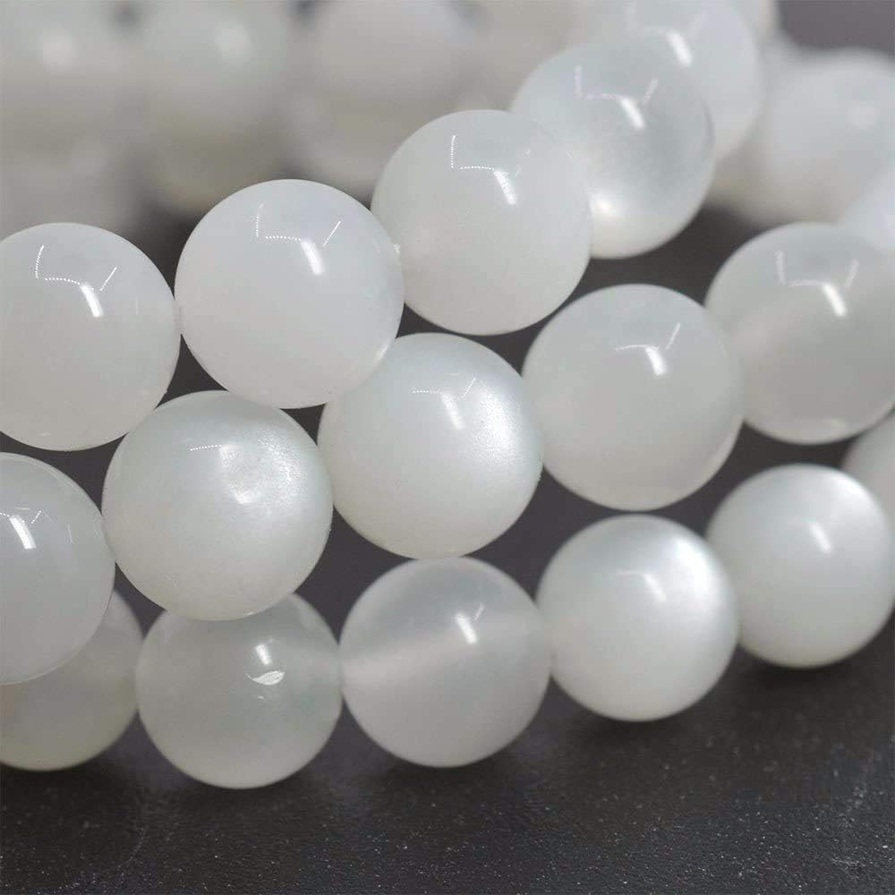 Angelstones Natural White Sunstone Gemstone 8mm Round Beads Stretch Bracelet 7inch Unisex