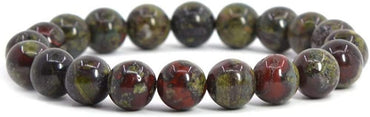 Natural Dragon Blood Jasper Gemstone 10mm Round Beads Stretch Bracelet 7 Inch Unisex
