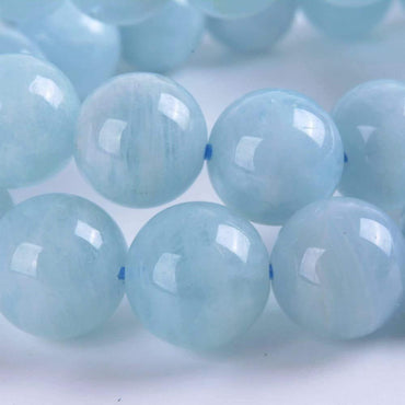 Natural Aquamarine Gemstone 10mm Round Beads Stretch Bracelet 7 Inch Unisex