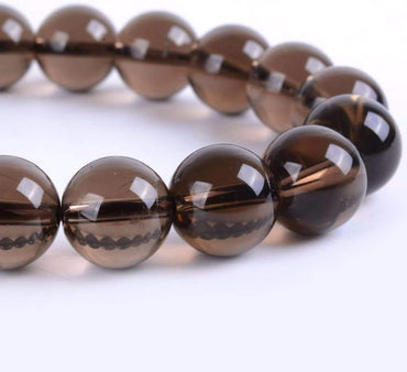Natural Smoky Quartz Gemstone 10mm Round Beads Stretch Bracelet 7 Inch Unisex