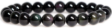 Natural AA Grade Rainbow Obsidian Gemstone 8mm Round Beads Stretch Bracelet 7inch Unisex