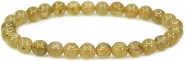 Natural Yellow Green Apatite Gemstone 6mm Round Beads Stretch Bracelet 7inch Unisex