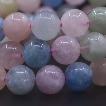Angelstones Natural Aquamarine Morganite Beryl Gemstone 10mm Round Beads Stretch Bracelet 7 Inch Unisex