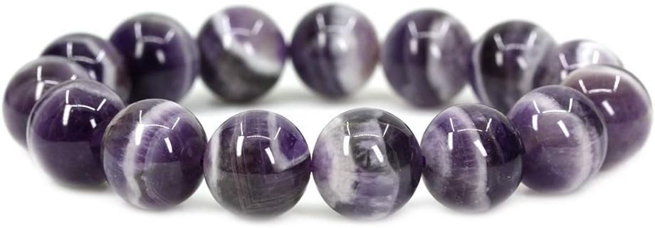 Natural A Grade African Amethyst Gemstones Healing Power Elastic Stretch 14mm Beads Beaded Bracelet 7inch Mens
