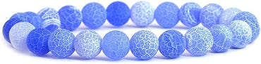 Light Blue Weathered Agate Gemstone 8mm Round Beads Stretch Bracelet 7inch