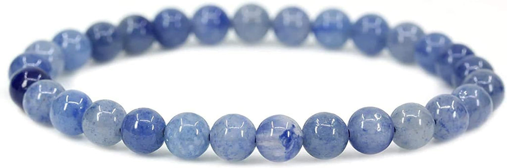 Angelstones Natural Blue Aventurine Gemstone 6mm Round Beads Stretch Bracelet 7inch Unisex