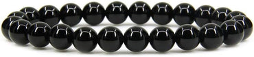 Natural AA Grade Black Agate Gemstone 8mm Round Beads Stretch Bracelet 7inch Unisex