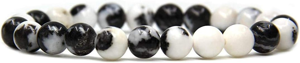 Natural Zebra Jasper Gemstone 8mm Round Beads Stretch Bracelet 7inch Unisex