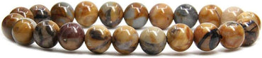 Venus Jasper Gem Semi Precious Gemstone 8mm Ball Beads Stretch Bracelet 7inch Unisex