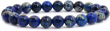 Royal Blue Sea Sediment Jasper Gemstone 8mm Round Beads Stretch Bracelet 7inch