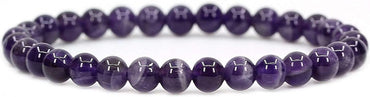 Natural African Amethyst Gemstone 6mm Round Beads Stretch Bracelet 7inch Unisex