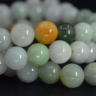 Natural Multi-Color Jadeite Gemstone 8mm Round Beads Stretch Bracelet 7 Inch