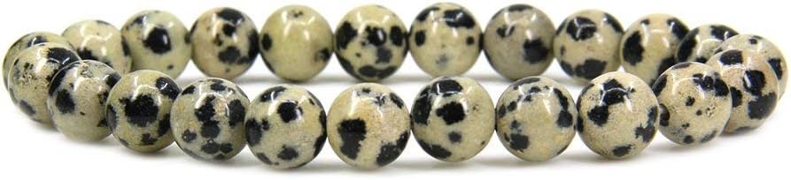 Natural Dalmatian Jasper Gemstone 8mm Round Beads Stretch Bracelet 7inch Unisex