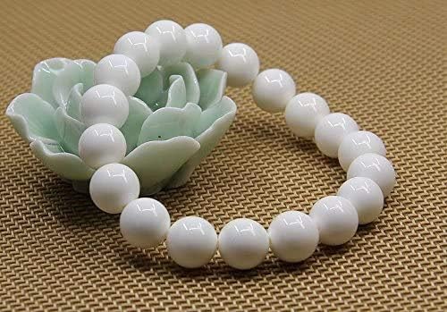 Angelstones Natural Tridacna Shell Genuine Semi-Precious Gemstones Healing 10mm Beaded Stretch Bracelet 7inch Unisex
