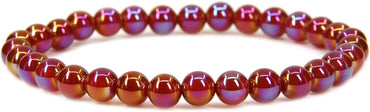 Natural Aqua Aura Red Agate Gemstone 6mm Round Beads Stretch Bracelet 7inch Unisex