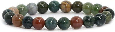 Natural Multicolor Indian Agate Gemstone 8mm Round Beads Stretch Bracelet 7inch Unisex