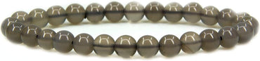 Natural Gray Agate Gemstone 6mm Round Beads Stretch Bracelet 7inch Unisex