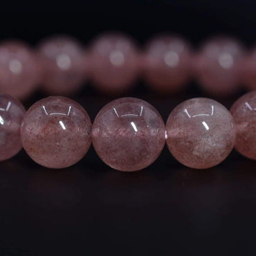 Natural Strawberry Quartz Gemstone 10mm Round Beads Stretch Bracelet 7inch Unisex