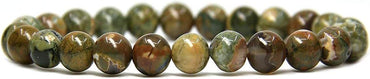 Natural Rhyolite Jasper Gemstone 8mm Round Beads Stretch Bracelet 7inch Unisex
