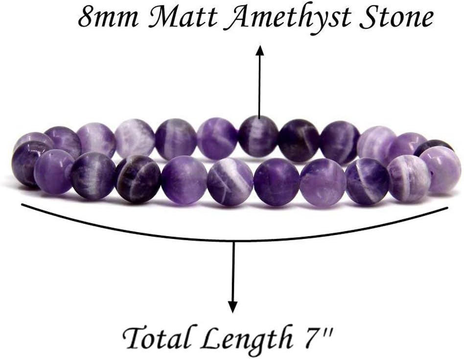 Matt African Amethyst Gem Semi Precious Gemstone 8mm Ball Beads Stretch Bracelet 7inch Unisex
