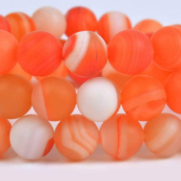 Matte Red Banded Agate Gemstone 8mm Round Beads Stretch Bracelet 7inch Unisex
