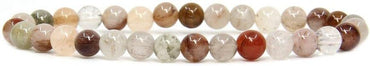 Angelstones Natural Multicolor Rutilated Quartz Gemstone 6mm Round Beads Stretch Bracelet 7inch Unisex