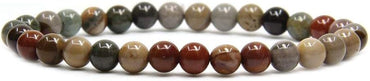 Angelstones Natural Polychrome Jasper Gemstone 6mm Round Beads Stretch Bracelet 7inch Unisex