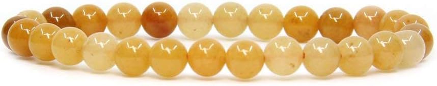 Angelstones Natural Multicolor Yellow Jade Gemstone 6mm Round Beads Stretch Bracelet 7inch Unisex