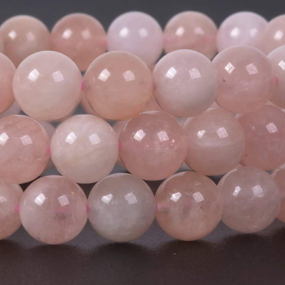 Angelstones Natural Peach Morganite Gemstone 8mm Round Beads Stretch Bracelet 7 Inch Unisex