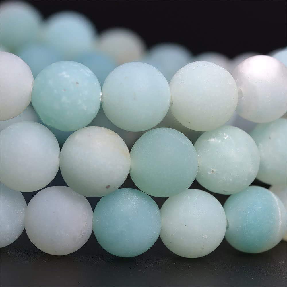 Angelstones Natural Matte Blue Amazonite Gemstone 8mm Round Beads Stretch Bracelet 7 Inch Unisex