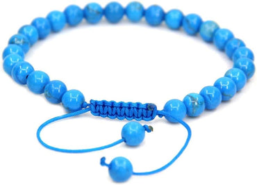 Natural Turquoise Howlite Gemstone 6mm Round Beads Adjustable Bracelet 7inch Unisex