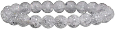Natural Crackle Clear Quartz Handmade Gemstone 8mm Round Beads Elastic Bracelet 7inch Unisex