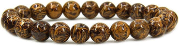 Natural Tiger Skin Jasper Gemstone 8mm Round Beads Stretch Bracelet 7inch Unisex