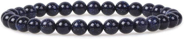 Synthetic Blue Goldstone 6mm Round Beads Stretch Bracelet 6.5inch Unisex