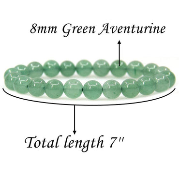 Angelstones Handmade Natural Green Aventurine Healing Gemstone 8mm Round Beads Stretch Crystal Bracelet 7 Inch Unisex