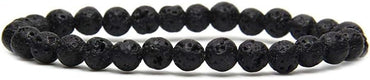 Angelstones Natural Lava Gemstone 6mm Round Beads Stretch Bracelet 7inch Unisex