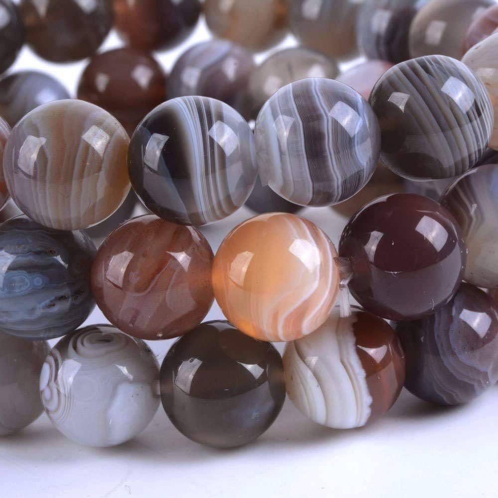 Natural Botswana Agate Gemstone 10mm Round Beads Stretch Bracelet 7inch Unisex