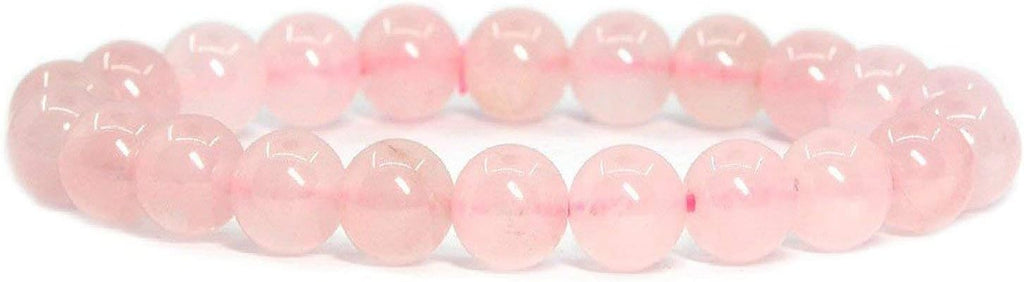 Natural Rose Crystal Gemstone 8mm Round Beads Stretch Bracelet 7inch Unisex
