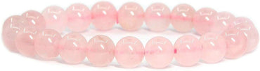 Natural Rose Crystal Gemstone 8mm Round Beads Stretch Bracelet 7inch Unisex