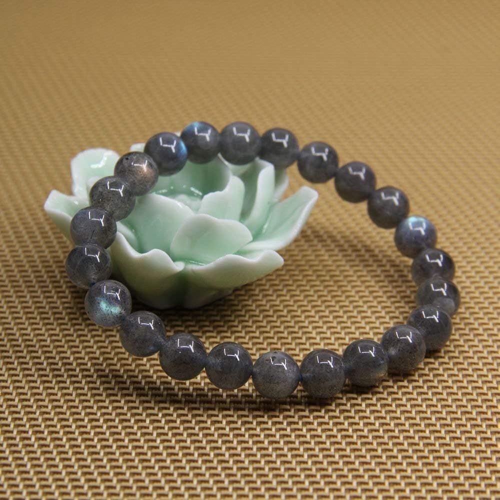 Natural A Grade Labradorite Crystal Gemstone 8mm Round Beads Stretch Bracelet 7inch Unisex
