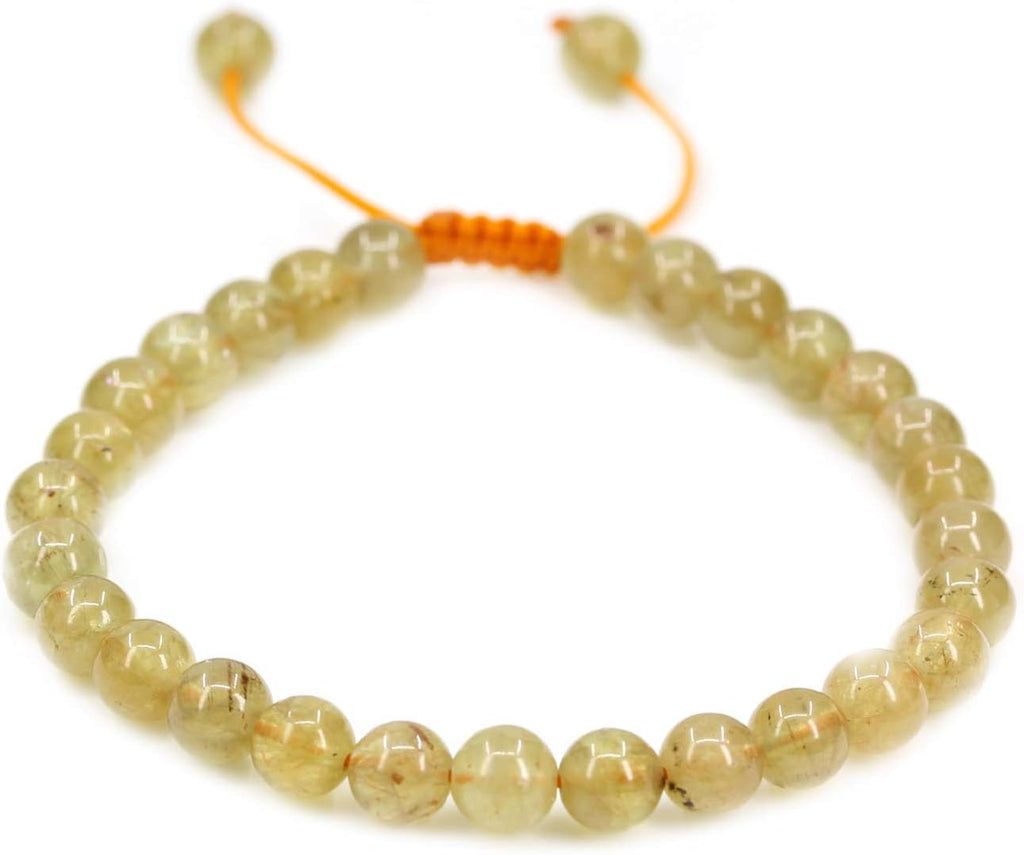 Angelstones Handmade Gemstone 6mm Yellow Green Apatite Round Beads Adjustable Braided Macrame Tassels Chakra Reiki Bracelets 7-9 inch Unisex